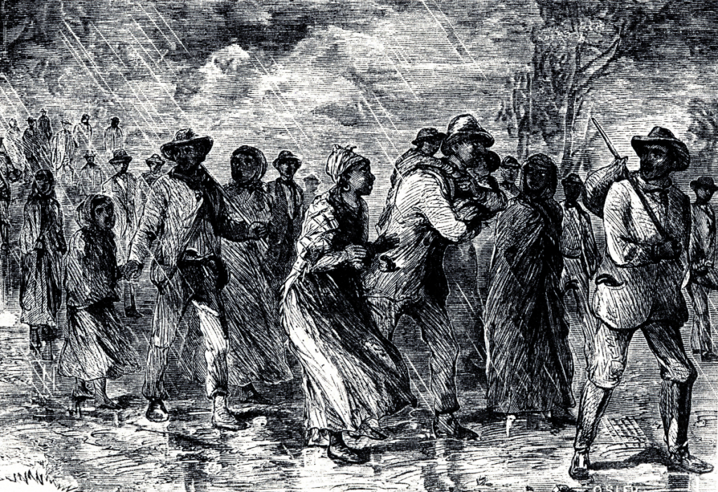 fugitive slaves fleeing from maryland to delaware by way of the underground railroad 1850 1851. Artist Unknown