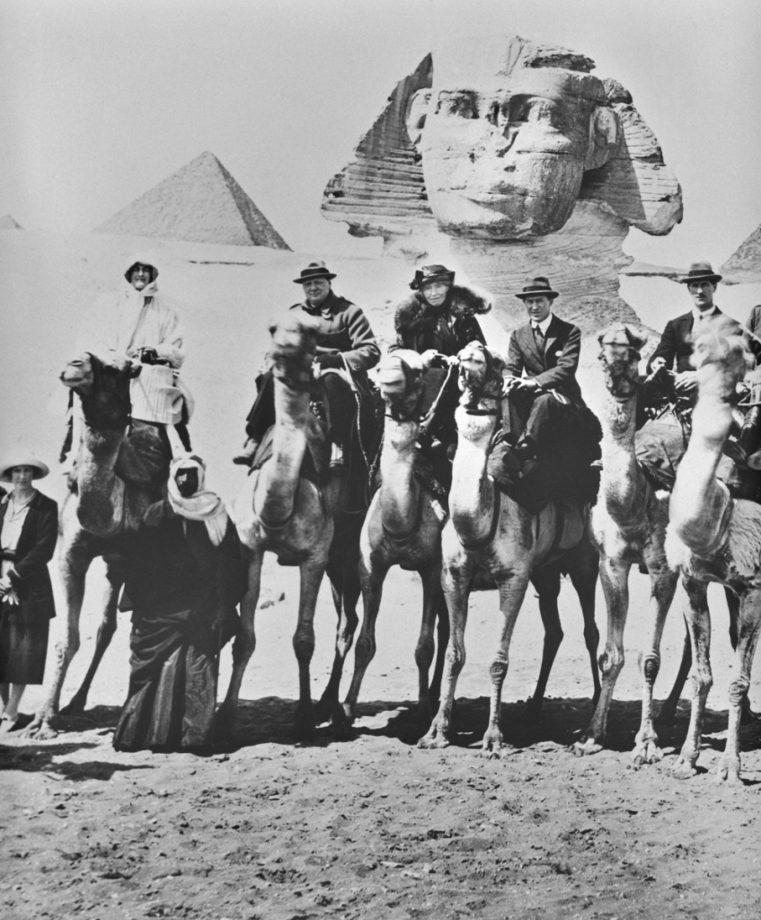 mr amp mrs winston churchill t.e.lawrence and gertrude bell on camels in front of the sphinx. Egypt 15th February 1921